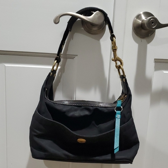 Coach Hampton Black Hobo with Blue Accent - Picture 1 of 4